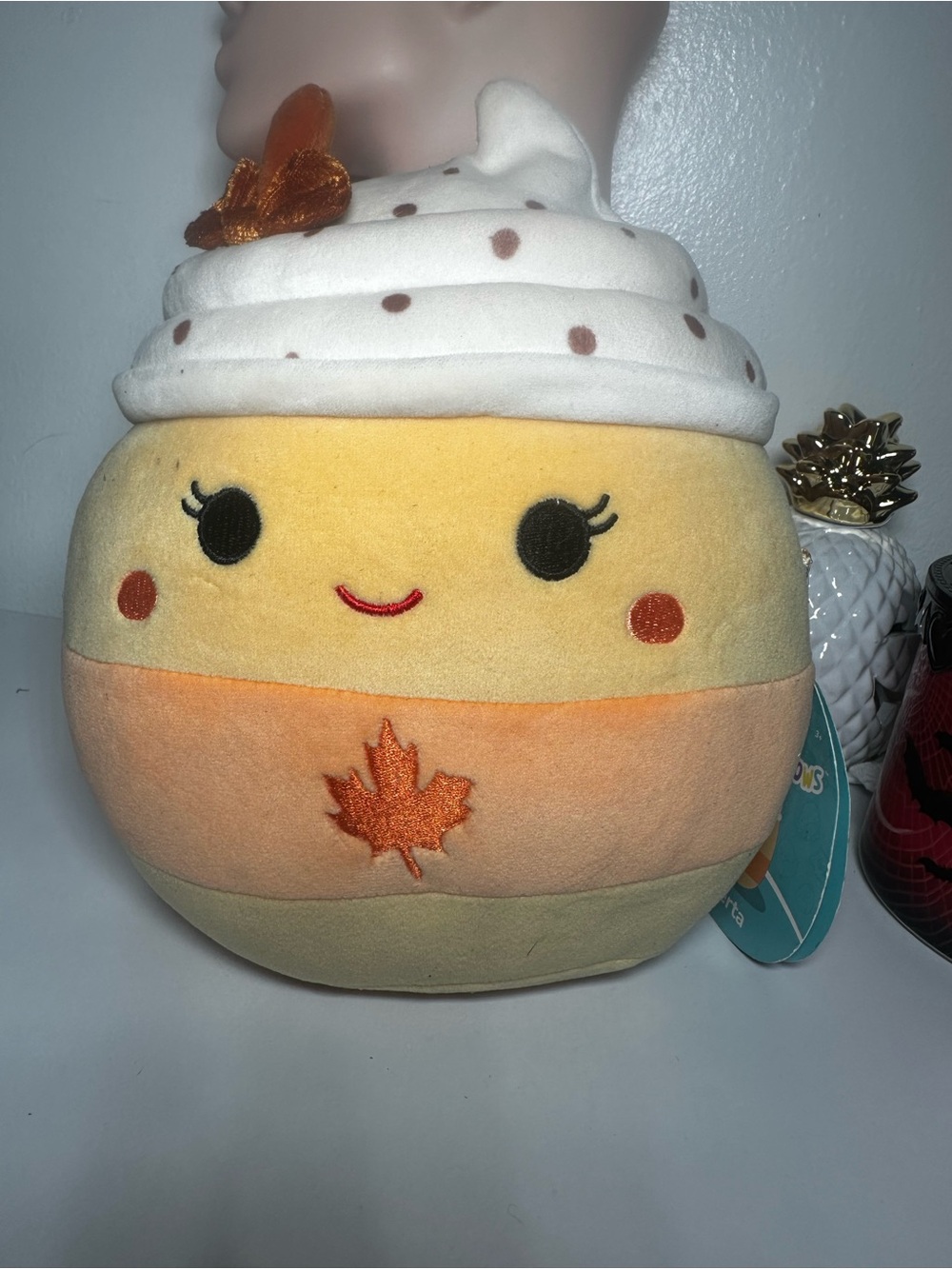 Squishmallow Fall Leaf Cupcake Plush - Yellow & Orange